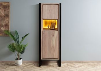 Vitrine Akazie / Altholz 62x40x180 natur lackiert DENVER #105