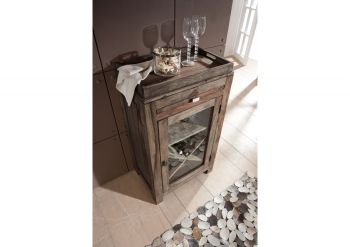 Weinregal Sheesham 60x40x104  grau geölt NATURE GREY #94