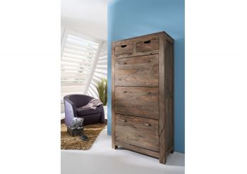 Schuhschrank Sheesham 80x41x160 grau geölt NATURE GREY #97