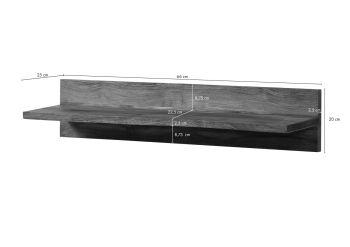 Wandregal Sheesham 66x25x20  grau geölt NATURE GREY #0108
