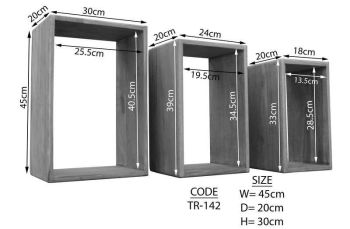 Wandregal Set Sheesham 45x20x30 walnuss gewachst TORONTO #242