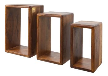 Wandregal Set Sheesham 45x20x30 walnuss gewachst TORONTO #242