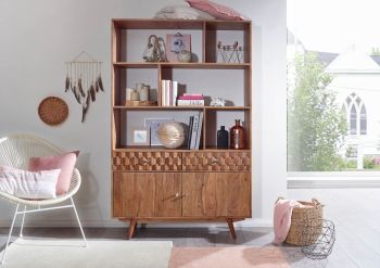 Regal Akazie 115x42x185 natur lackiert MOSAYK #104