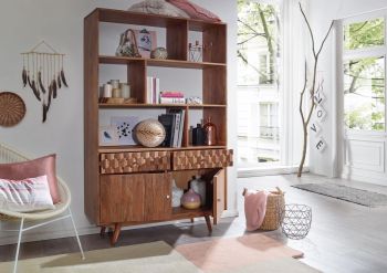 Regal Akazie 115x42x185 natur lackiert MOSAYK #104