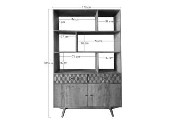 Regal Akazie 115x42x185 natur lackiert MOSAYK #104