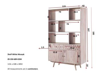 Regal Akazie 115x42x185 weiß lackiert MOSAYK #204