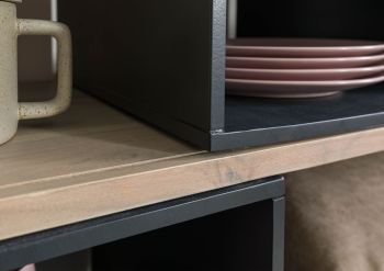 Regal Akazie 111x40x193 grau-weiß geölt CHICAGO #11