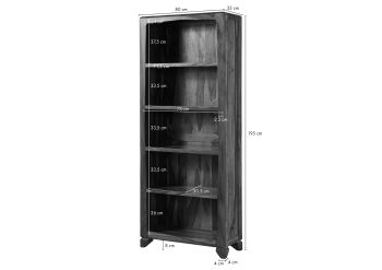 Standregal Sheesham 80x33x195 braun lackiert ANCONA #110