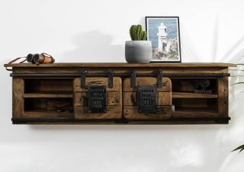 Wandregal Mango 130x25x35 braun lackiert RAILWAY #457