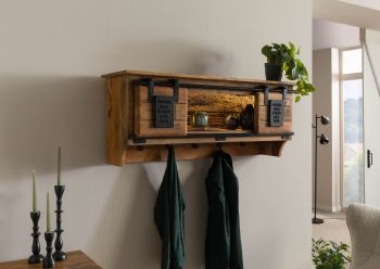 Wandregal Mango / Altholz 115x30x45 natur lackiert RAILWAY LUX #150