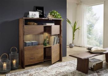 Highboard Akazie 131x45x147 braun lackiert PURE ACACIA #205