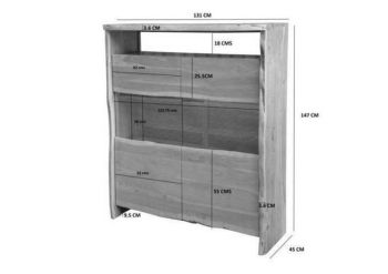 Highboard Akazie 131x45x147 braun lackiert PURE ACACIA #205