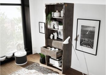 Regal Akazie 71x45x204 grau lackiert PURE ACACIA #409