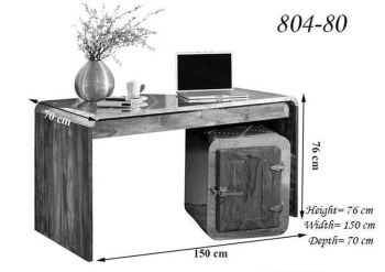 Schreibtisch Sheesham 150x70x76 grau geölt TAMBORA #780