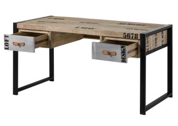 Schreibtisch Mango 150x70x76 natur bedruckt FACTORY #124