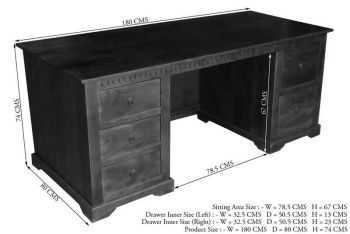 Schreibtisch Akazie 180x80x74 honig  lackiert OXFORD #0529