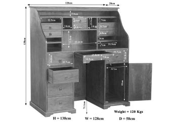 Sekretär Akazie 128x58x138 honig  lackiert OXFORD #0516