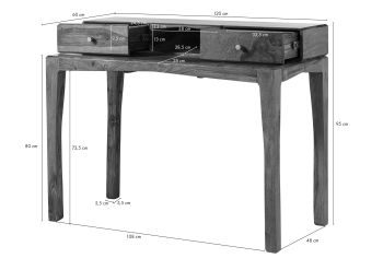 Schreibtisch Sheesham 120x60x95 braun lackiert ANCONA #150
