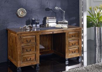NEW BOSTON Schreibtisch #206 (6 Schublade) Palisander