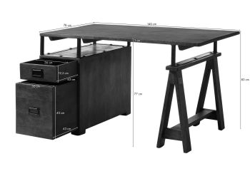 Schreibtisch Mango 140x78x80 natur lackiert RAILWAY #129