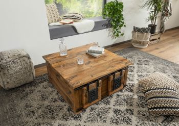 Truhe Mango 90x90x45 natur lackiert RAILWAY #164