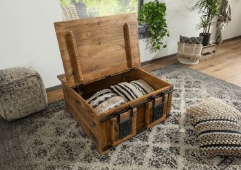 Truhe Mango 90x90x45 natur lackiert RAILWAY #164