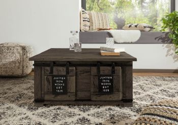 Truhe Mango 90x90x45 grau lackiert RAILWAY  #264