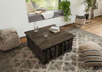 Truhe Mango 90x90x45 grau lackiert RAILWAY  #264