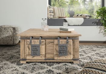 Truhe Mango 90x90x45 whitewash lackiert RAILWAY  #364