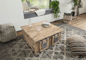 Truhe Mango 90x90x45 whitewash lackiert RAILWAY  #364