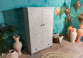 Kleiderschrank Mango 108x64x180 weiß geölt KASHMIR #106