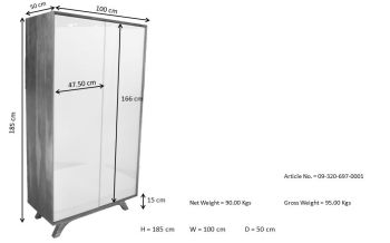 Kleiderschrank Akazie 100x50x185 braun-weiß lackiert TROMSO #101