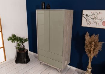 Kleiderschrank Akazie 90x50x175 braun-creme lackiert TROMSO #002