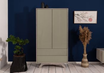 Kleiderschrank Akazie 90x50x175 braun-creme lackiert TROMSO #002