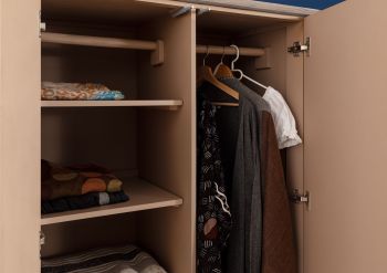 Kleiderschrank Akazie 90x50x175 braun-creme lackiert TROMSO #002