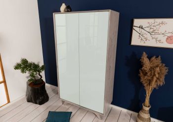 Kleiderschrank Akazie 100x50x185 braun-weiß lackiert TROMSO #101