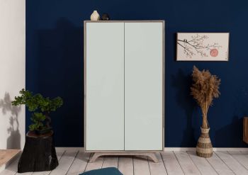 Kleiderschrank Akazie 100x50x185 braun-weiß lackiert TROMSO #101
