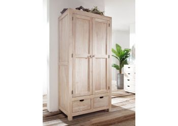 Schrank Akazie 96x60x200 white stone getüncht NATURE WHITE #99