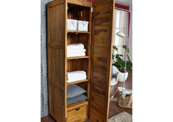 Kleiderschrank Sheesham 48x61x200  braun geölt NATURE BROWN #502