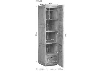 Kleiderschrank Sheesham 48x61x200  braun geölt NATURE BROWN #502