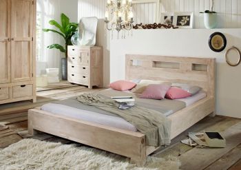 NATURE WHITE Bett #203 140x90x200cm Akazie