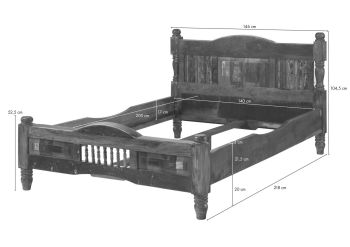 Bett Altholz 140x200x100 mehrfarbig lackiert FABLE #21