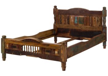 Bett Altholz 140x200x100 mehrfarbig lackiert FABLE #21