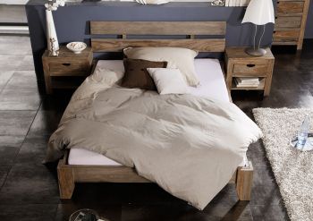 Bett Sheesham 180x200x75 grau geölt NATURE GREY #212