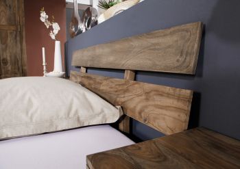 Bett Sheesham 180x200x75 grau geölt NATURE GREY #212