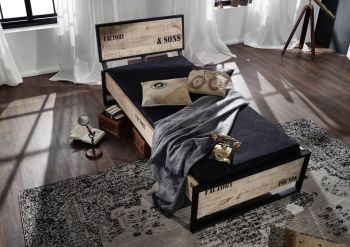 Bett Mango 180x200x91 natur bedruckt FACTORY #141