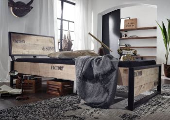 Bett Mango 180x200x91 natur bedruckt FACTORY #141
