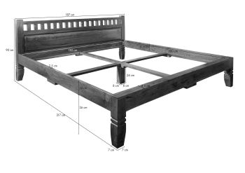 Bett Akazie 180x200x90 nougat lackiert OXFORD #230