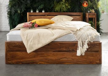Bett mit Schublade Sheesham 180x200x90 walnuss gewachst TORONTO #254