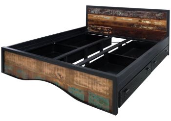 Bett mit Bettkasten Altholz 180x200 mehrfarbig lackiert INDUSTRIAL #109